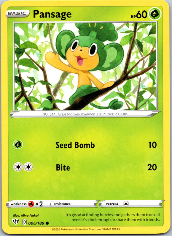 Pansage (006/189) [SWSH03: Darkness Ablaze]