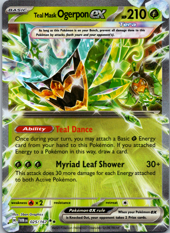 Teal Mask Ogerpon ex [025/167] - (Twilight Masquerade) Holofoil