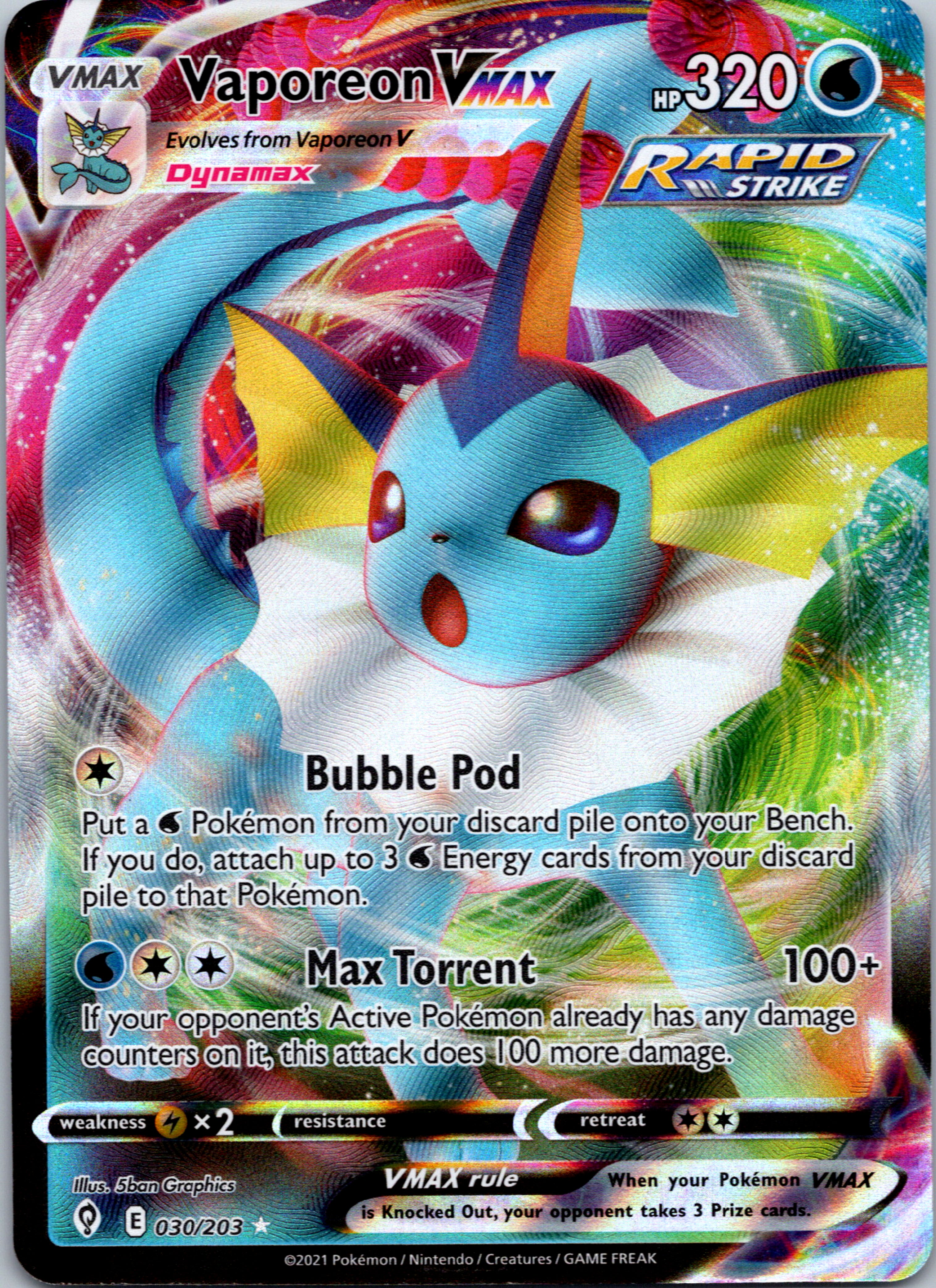 Vaporeon VMAX (030/203) [Sword & Shield: Evolving Skies]