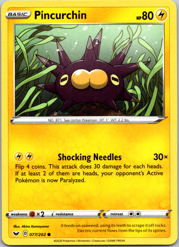 Pincurchin (077/202) [SWSH01: Sword & Shield Base Set]