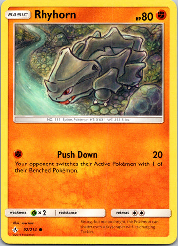 Rhyhorn (092/214) [Sun & Moon: Unbroken Bonds]