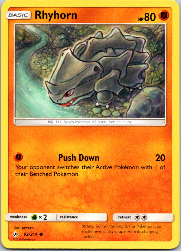 Rhyhorn (092/214) [Sun & Moon: Unbroken Bonds]