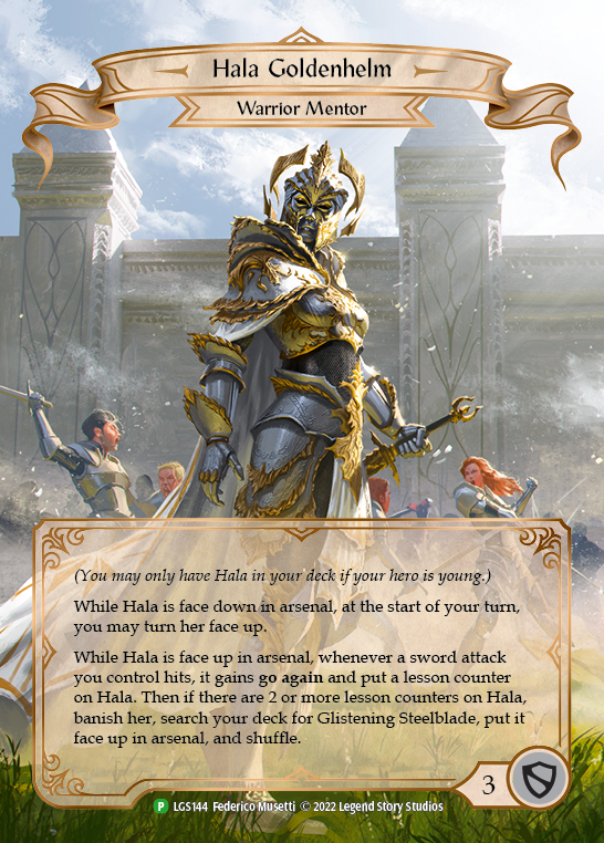 Hala Goldenhelm - LGS144 [LGS144] (Flesh and Blood: Promo Cards) Rainbow Foil