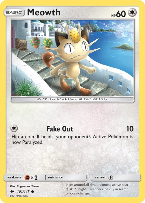 Meowth [101/147] [Burning Shadows] Reverse Holofoil