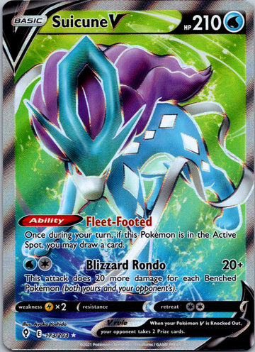 Suicune V (173/203) [Sword & Shield: Evolving Skies]