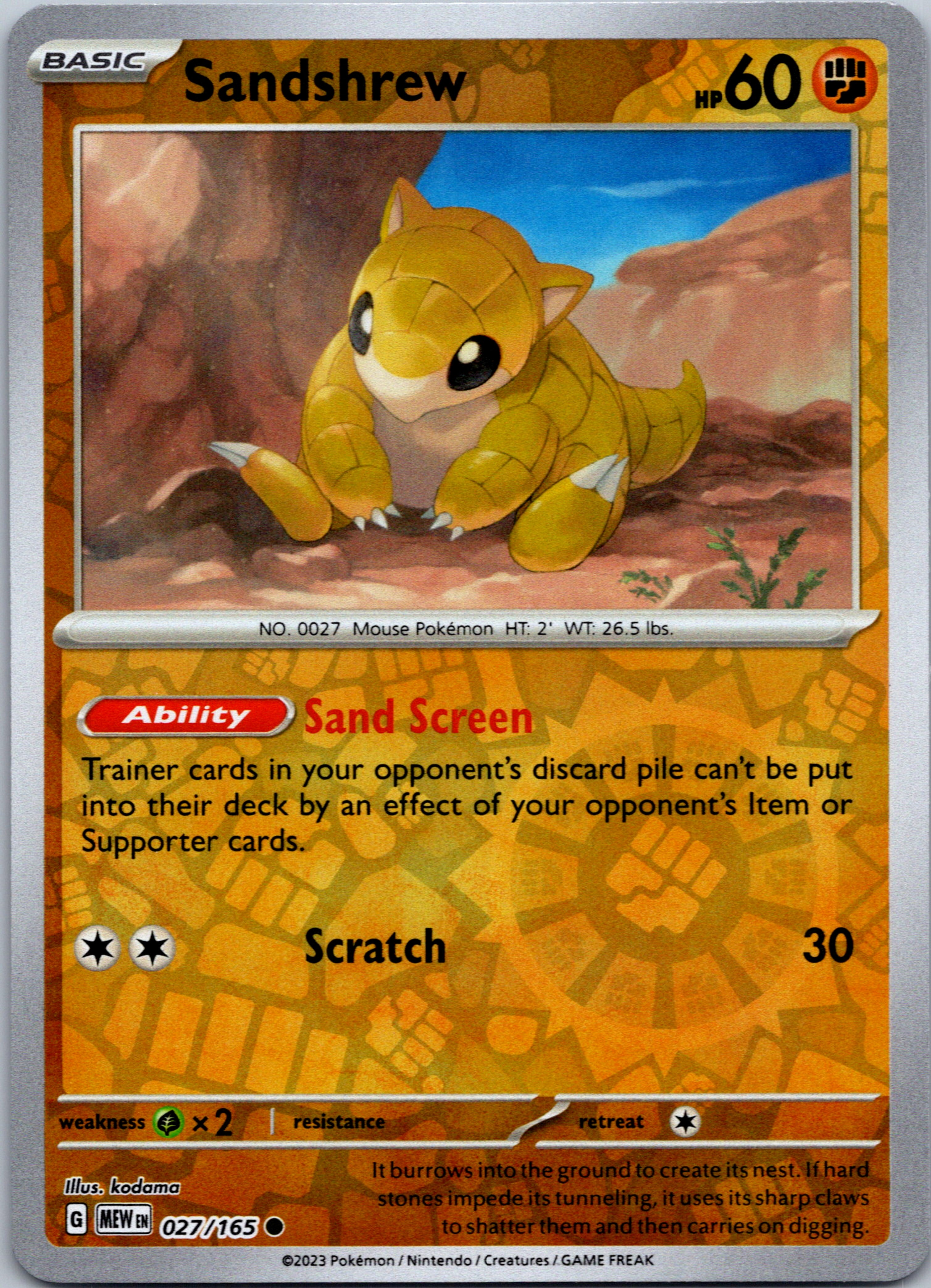 Sandshrew (027/165) [Scarlet & Violet:  151] Reverse Holofoil