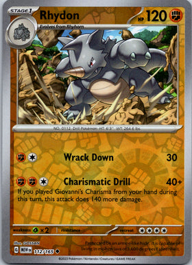 Rhydon (112/165) [Scarlet & Violet:  151] Reverse Holofoil