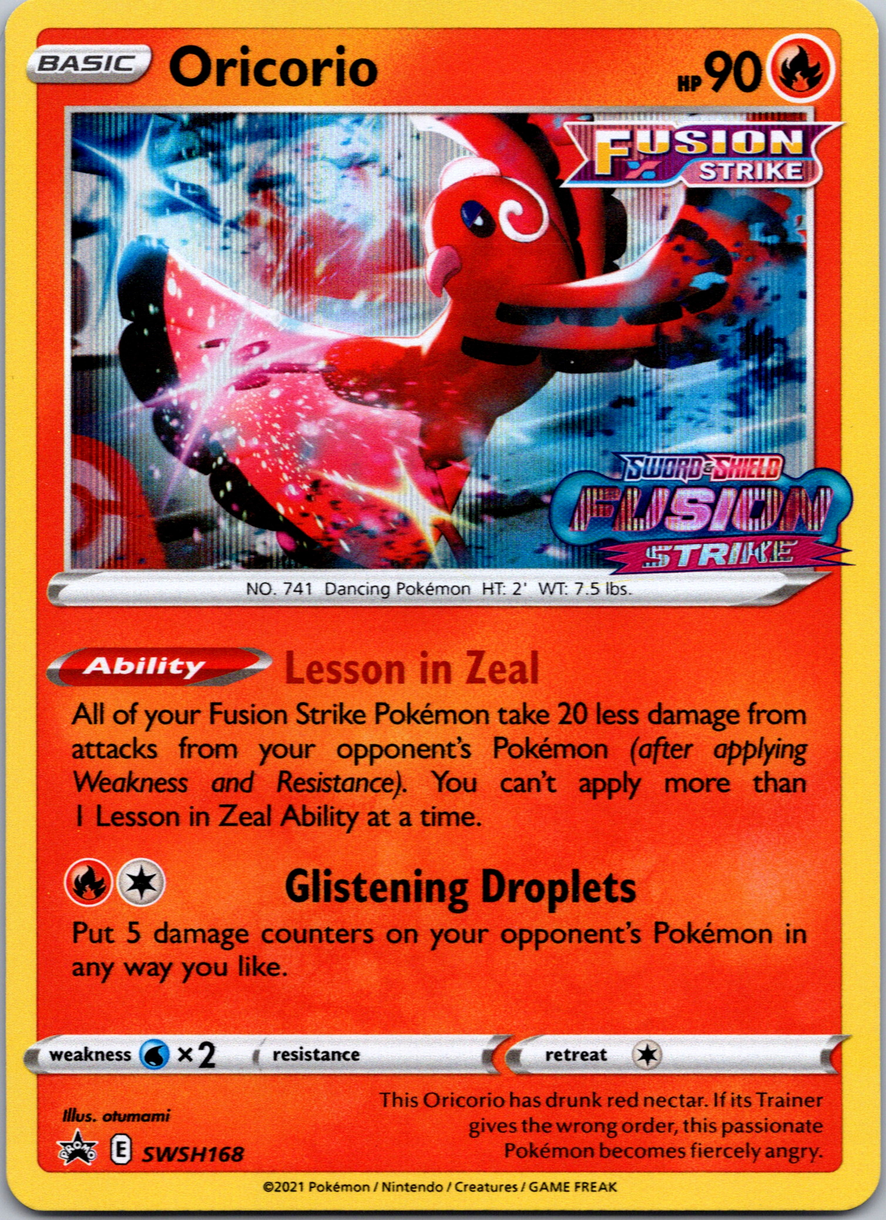 Oricorio (SWSH168) (Prerelease Promo) [Sword & Shield: Black Star Promos]