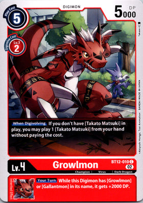 Growlmon [BT12-010] [Across Time] Normal