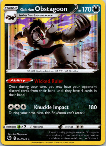 Galarian Obstagoon [037/073] [Champion's Path] Holofoil