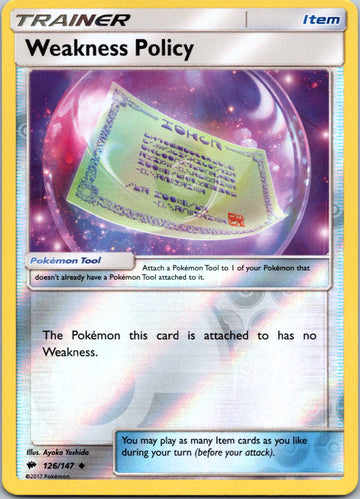 Weakness Policy [126/147] [Burning Shadows] Reverse Holofoil