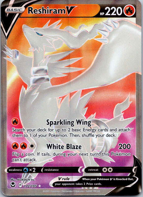 Reshiram V (172/195) [Sword & Shield: Silver Tempest]