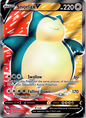 Snorlax V (Full Art) (197/202) [SWSH01: Sword & Shield Base Set]