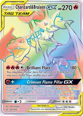 Charizard & Braixen GX (Secret) [251/236] [Cosmic Eclipse] Holofoil