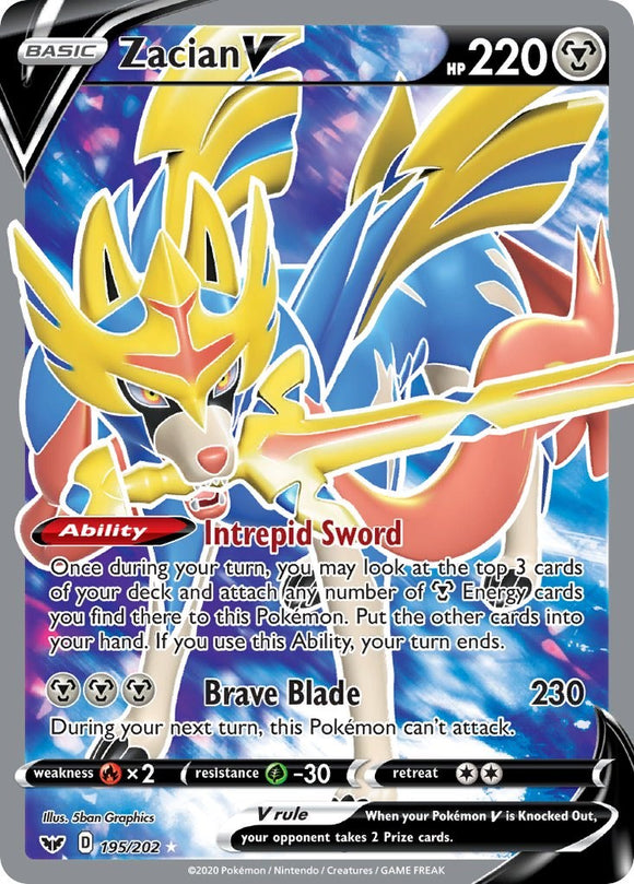 Zacian V (Full Art) (195/202) [SWSH01: Sword & Shield Base Set]