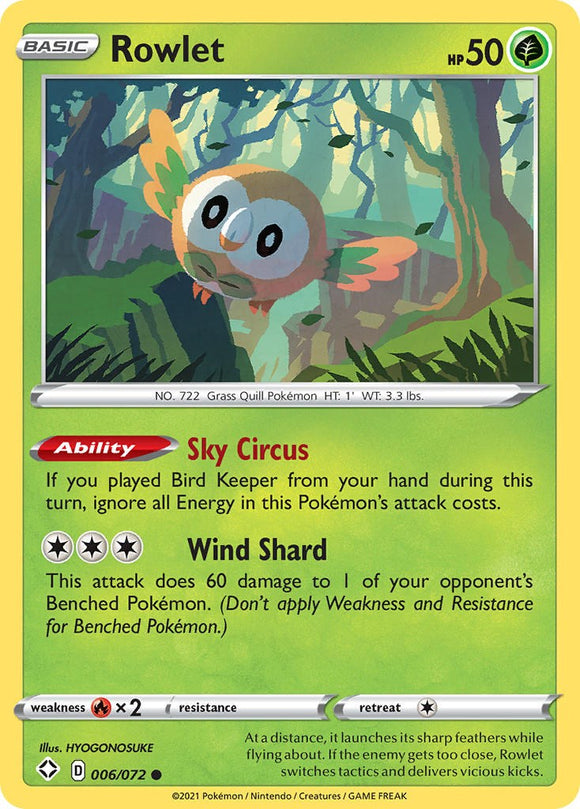 Rowlet [006/072] [Shining Fates] Reverse Holofoil