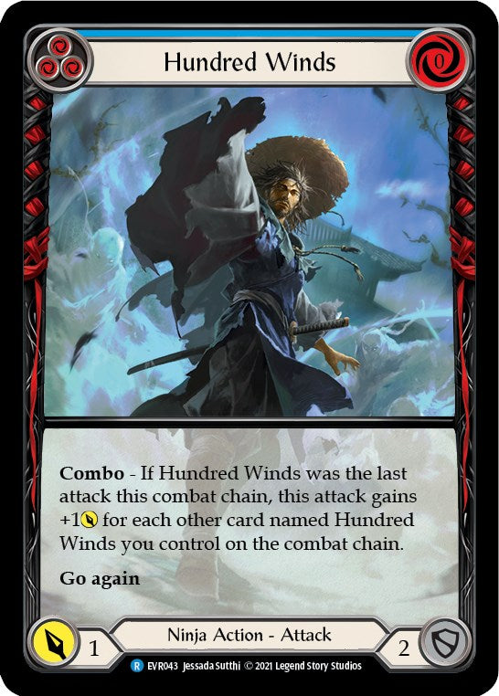 Hundred Winds (Blue) (Extended Art) [EVR043] [Everfest] 1st Edition Rainbow Foil
