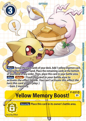 Yellow Memory Boost! - P-037 (Next Adventure Box Promotion Pack) [P-037 SR] [Digimon Promotion Cards] Foil