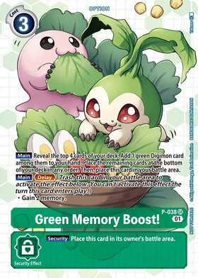 Green Memory Boost! - P-038 (Next Adventure Box Promotion Pack) [P-038 SR] [Digimon Promotion Cards] Foil