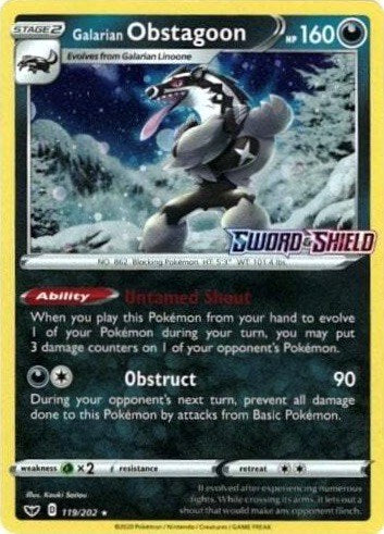 Galarian Obstagoon (119/202) (Cosmos Holo) [Sword & Shield: Base Set]