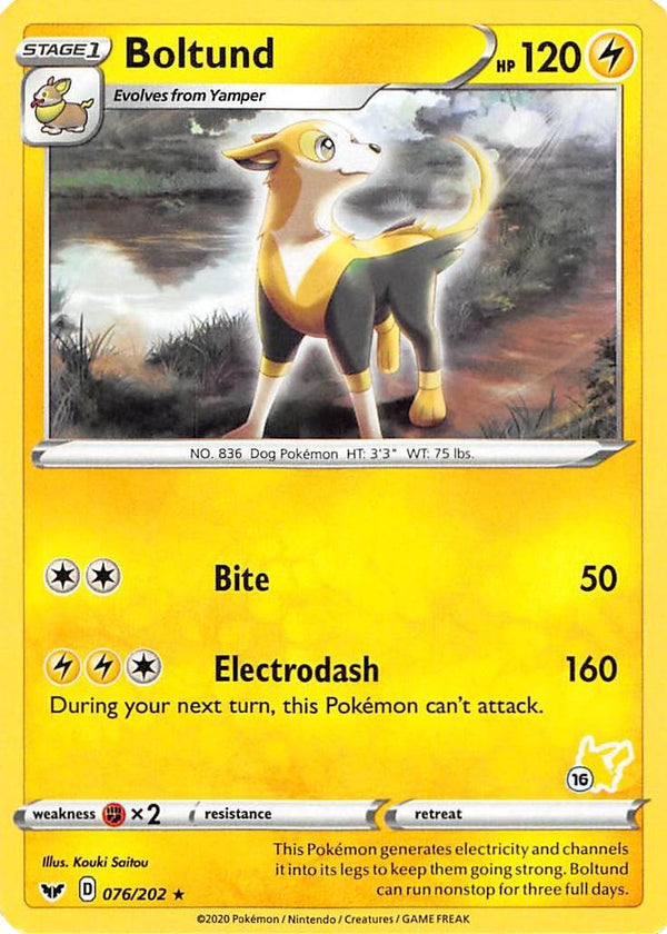 Boltund - 076/202 (#16 Pikachu Stamped) [076/202] [Deck Exclusives]