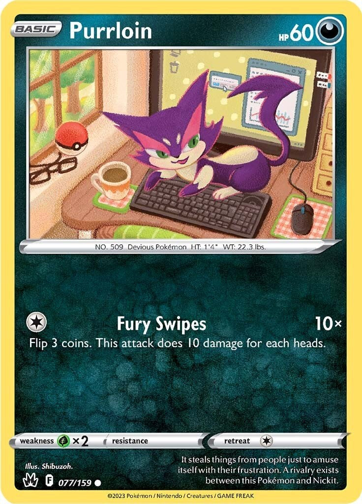 Purrloin [077/159] [Crown Zenith] Reverse Holofoil