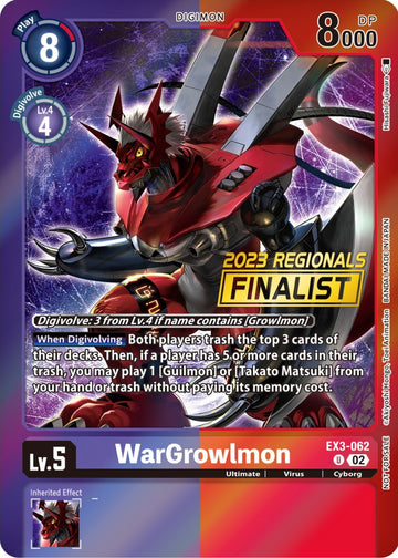 WarGrowlmon (2023 Regionals Finalist) [EX3-062] [Draconic Roar] Foil