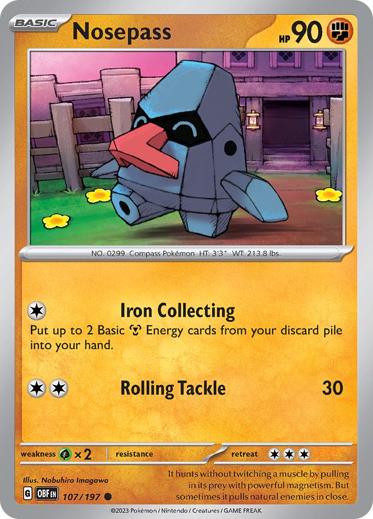 Nosepass [107/197] [Obsidian Flames] Reverse Holofoil