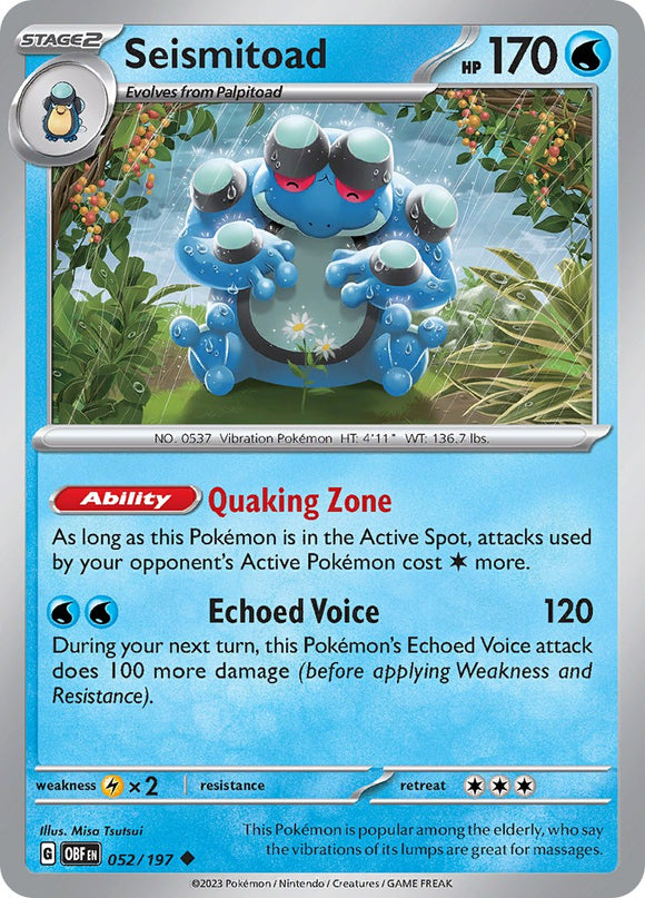 Seismitoad [052/197] [Obsidian Flames] Reverse Holofoil