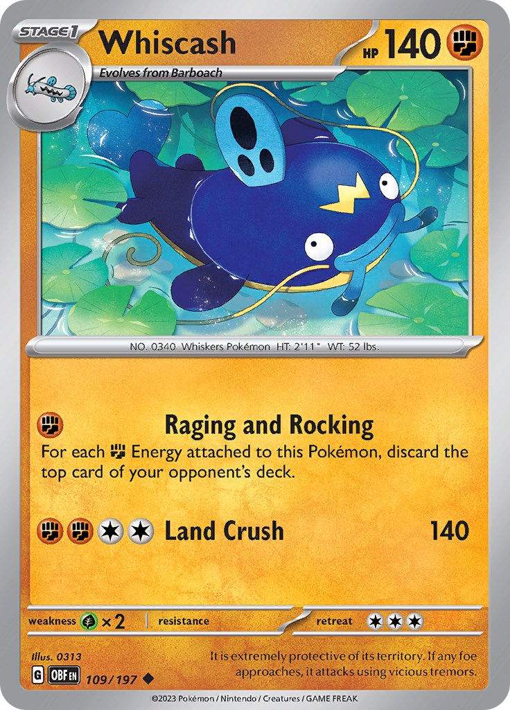 Whiscash [109/197] [Obsidian Flames] Reverse Holofoil