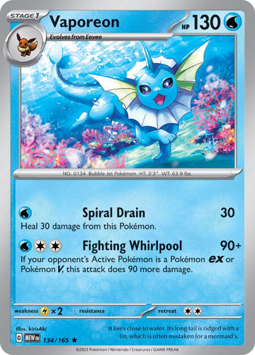 Vaporeon (134/165) [Scarlet & Violet:  151] Reverse Holofoil