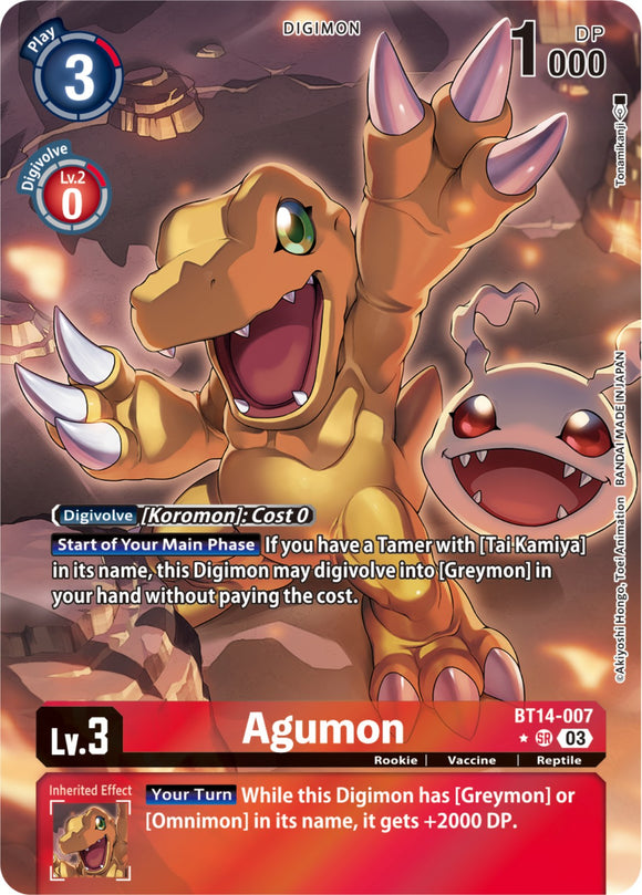 Agumon (Alternate Art) [BT14-007 SR] [Blast Ace] Foil