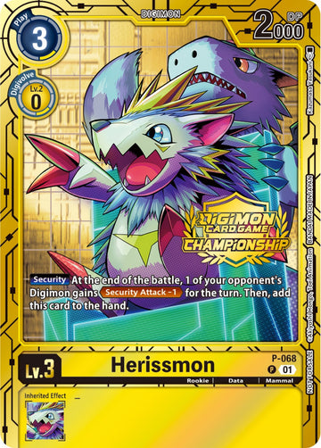 Herissmon - P-068 (Championship 2023 Gold Card Set) [P-068 P] [Digimon Promotion Cards] Foil