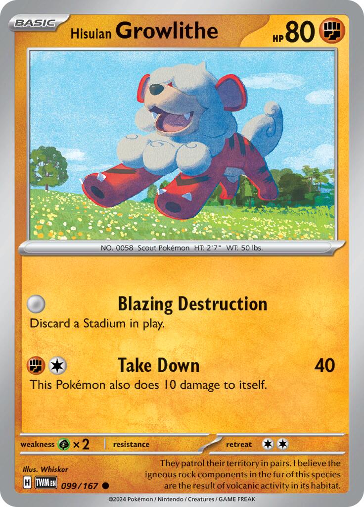 Hisuian Growlithe [99/167] - (Twilight Masquerade) Reverse Holofoil