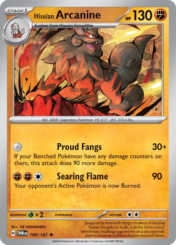 Hisuian Arcanine [100/167] - (Twilight Masquerade) Reverse Holofoil