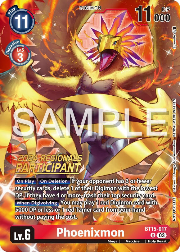 Phoenixmon (2024 Regionals Participant) [BT15-017 R] [Exceed Apocalypse] Foil