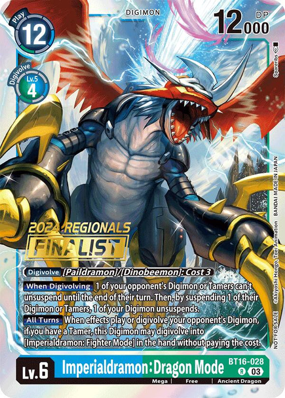 Imperialdramon: Dragon Mode (2024 Regionals Finalist) [BT16-028 R] [Beginning Observer] Foil