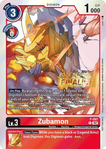 Zubamon - P-097 (2024 Regionals Finalist) [P-097 P] [Digimon Promotion Cards] Foil