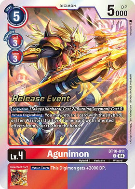 Agunimon [BT18-011 R] [Release Special Booster 2.0 Celebration Event Cards] Foil