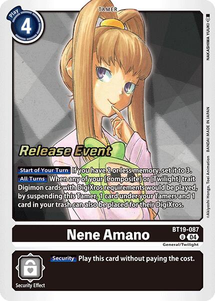 Nene Amano [BT19-087 U] [Release Special Booster 2.0 Celebration Event Cards] Foil
