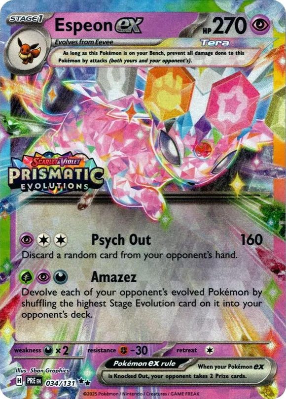 Espeon ex - 034/131 (Prismatic Evolutions Stamp) [034/131] [Miscellaneous Cards & Products] Holofoil
