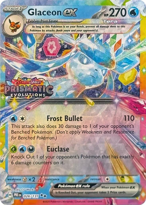 Glaceon ex - 026/131 (Prismatic Evolutions Stamp) [026/131] [Miscellaneous Cards & Products] Holofoil