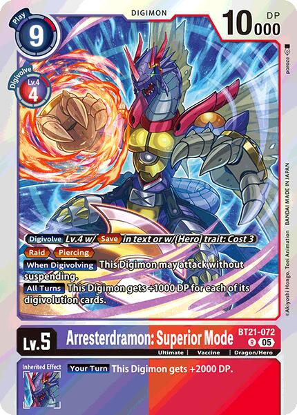 Arresterdramon: Superior Mode [BT21-072 R] [World Convergence] Foil