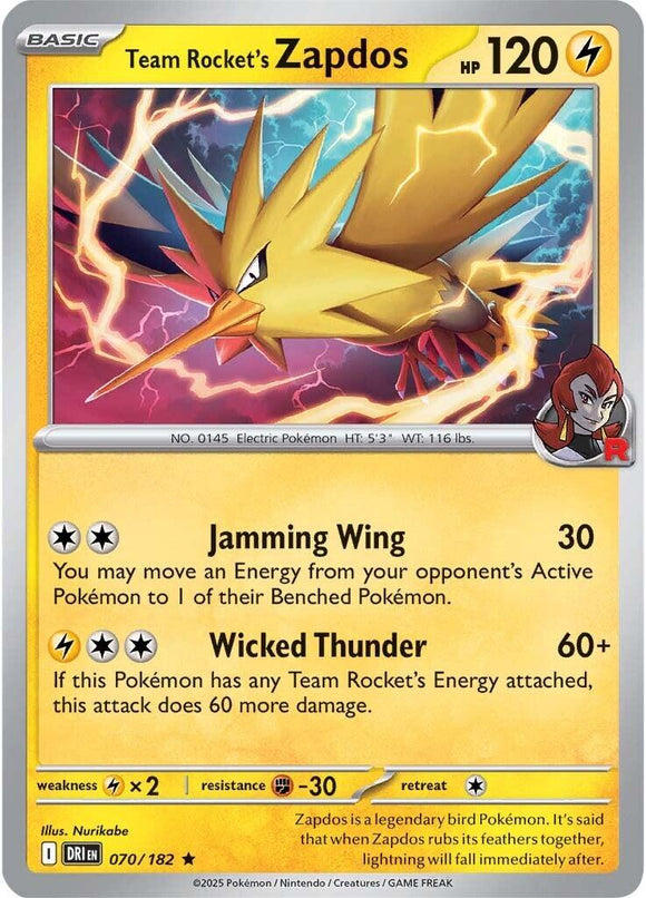 Team Rocket's Zapdos [070/182] [Destined Rivals] Holofoil