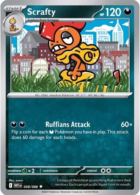Scrafty [058/086] [White Flare] Reverse Holofoil