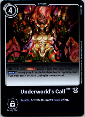 Underworld's Call [BT6-108] [Double Diamond Pre-Release Cards] Foil