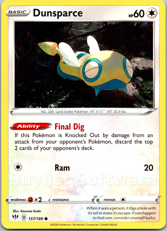 Dunsparce [137/189] [Darkness Ablaze] Reverse Holofoil