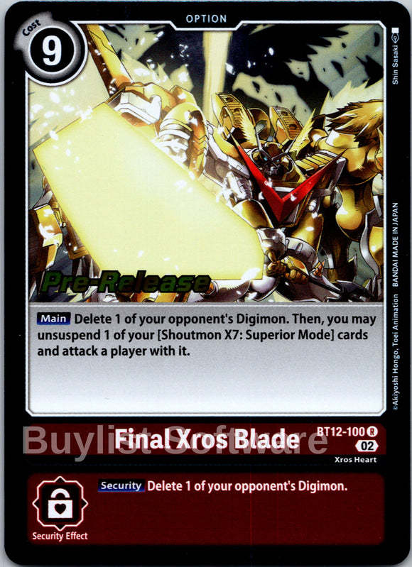 Final Xros Blade [BT12-100] [Across Time Pre-Release Cards] Foil