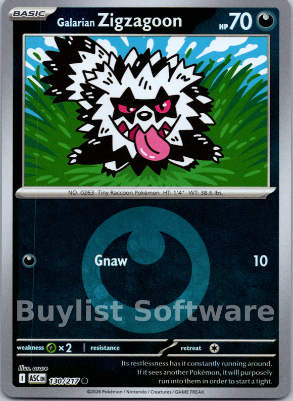 Galarian Zigzagoon (Energy Symbol Pattern) [130/217] [Ascended Heroes] Reverse Holofoil