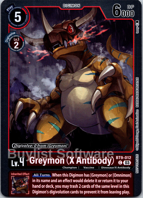 Greymon (X Antibody) (Blast Ace Pre-Release Winner) [BT9-012] [X Record] Foil